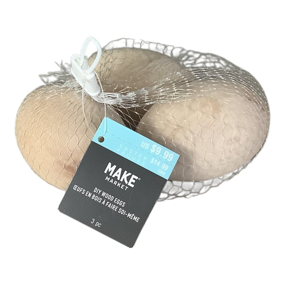 3pcs Wooden Eggs DIY Unfinished Approx‎ 3"ea for Painting or Crafting